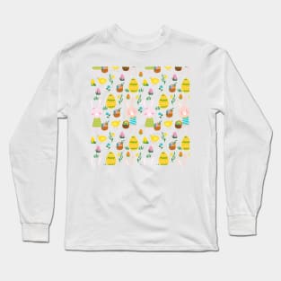 Seamless Easter Eggs and Bunnies Long Sleeve T-Shirt